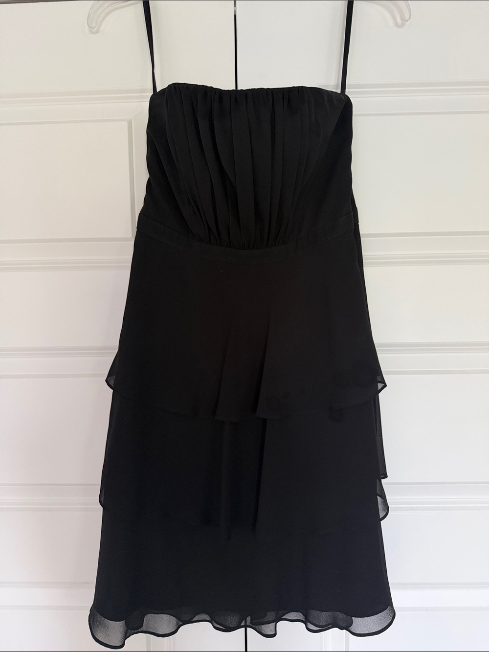 White House Black Market Black Strapless Tiered Cocktail Dress